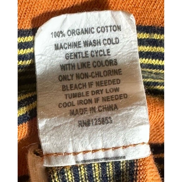 Taylor Stitch Organic Cotton Tee Shirt Men’s 42 Large Orange Striped Crewneck - Picture 4 of 6